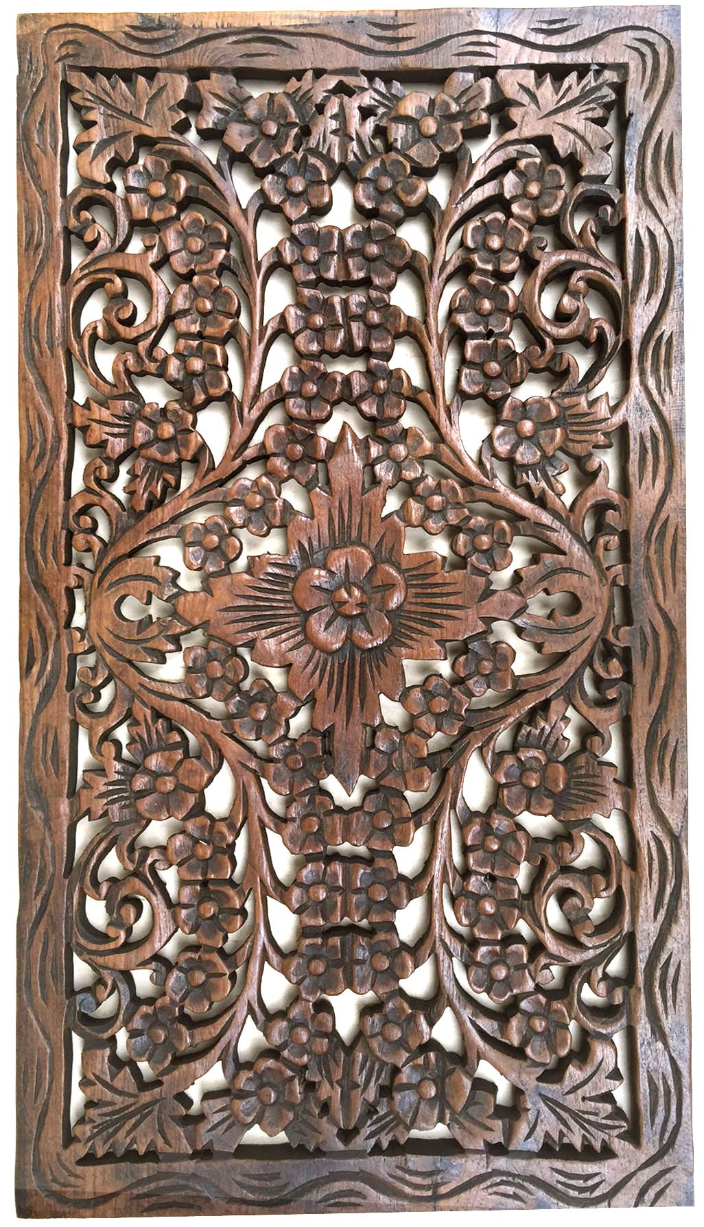 Amazon.co.jp: Asiana Home Decor 木製彫刻パネル装飾タイ壁リリーフ